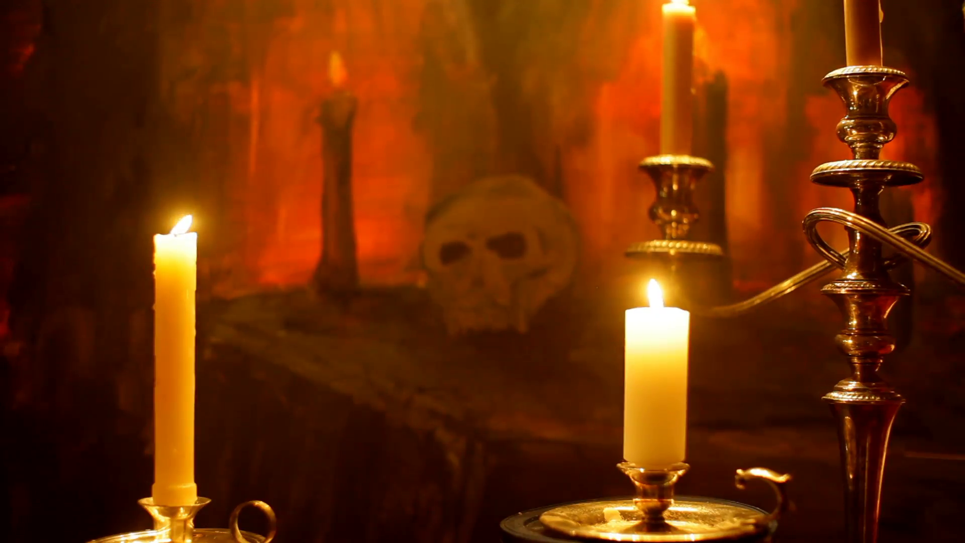1920x1080 Creepy Painting With Candle Candles Weird Stock Video Footage - Candle Painting