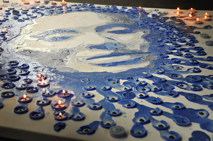 900x598 Adele Portrait Red (Hong Yi) - Candle Wax Painting