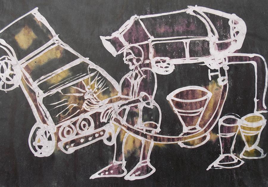 900x629 Car Wash On Wax Candle Batik Painting By Okunade Olubayo - Candle Wax Painting