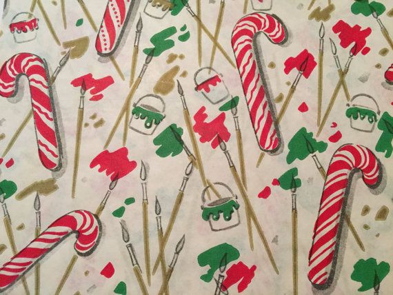 570x428 Vintage Christmas Wrapping Paper - Candy Cane Painting