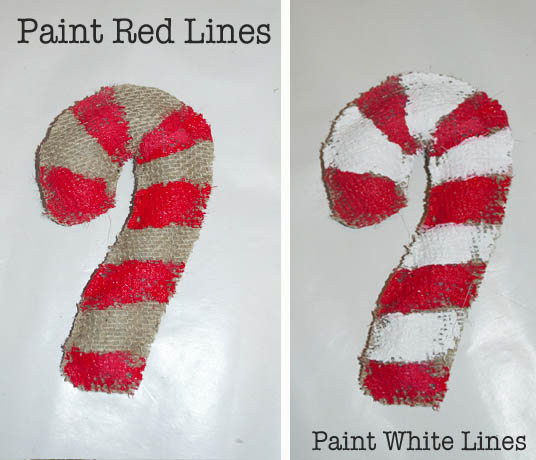 536x460 Burlap Candy Cane Ornament How - Candy Cane Painting