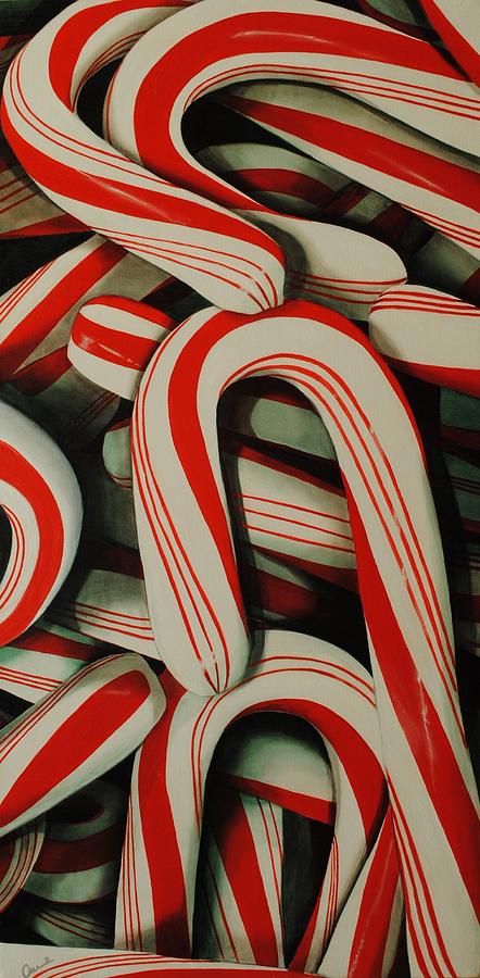 442x900 Candy Cane Painting By Andrea Nally - Candy Cane Painting