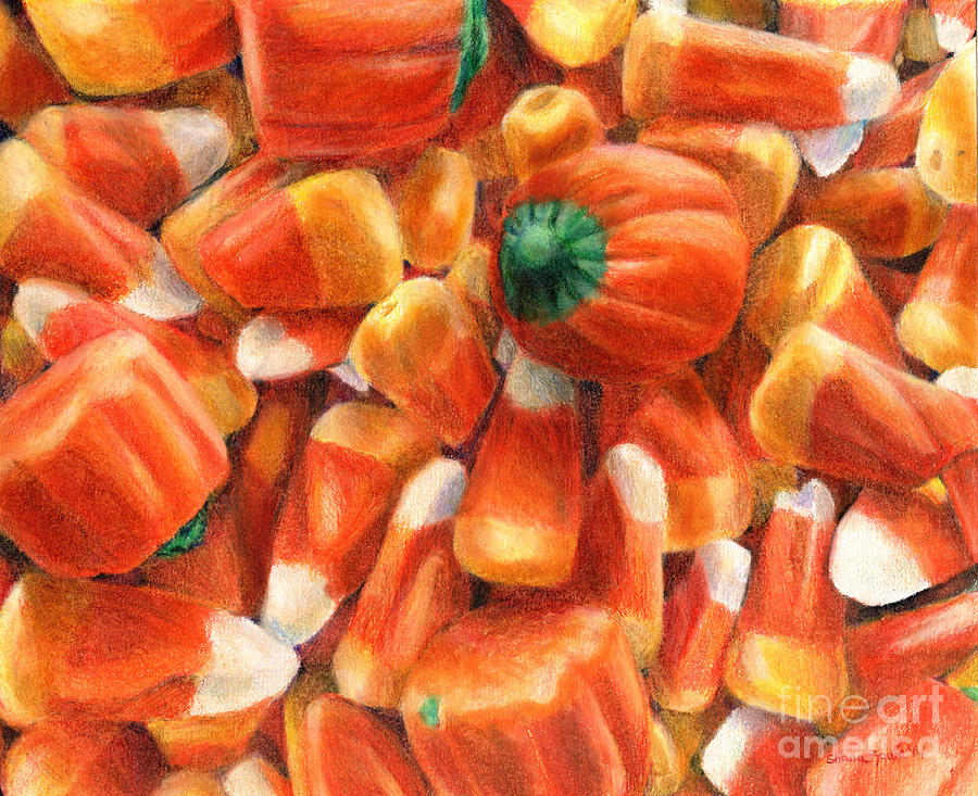 900x733 Candy Corn Cascade Painting By Shana Rowe Jackson - Candy Corn Painting
