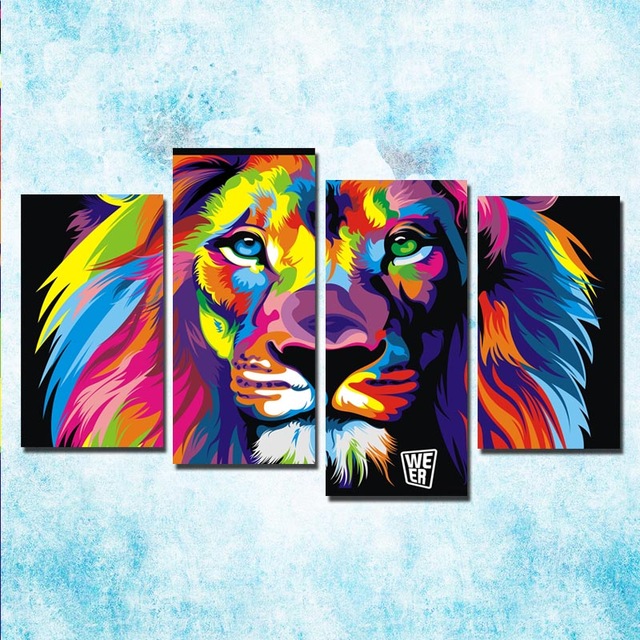 640x640 4 Pieces Colorful Fruit Animal Candy Art Canvas Paintings Poster - Candy Painting