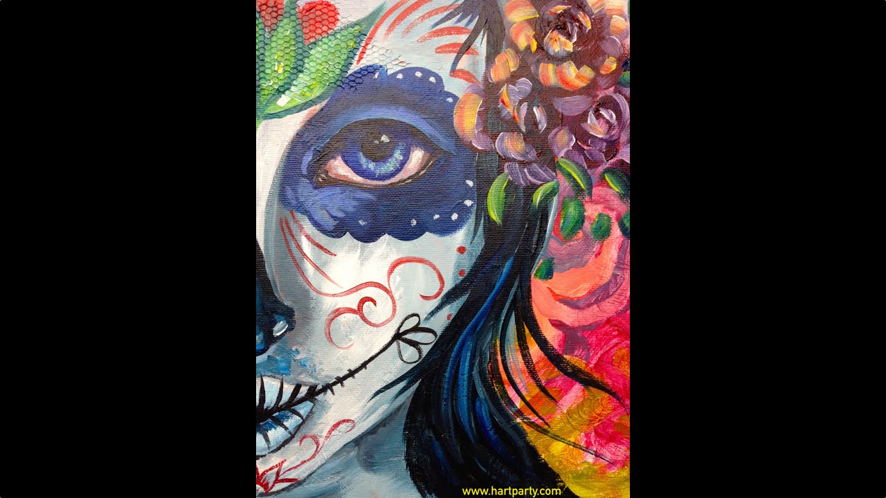1280x720 Sugar Skull Beauty Beginner How To Paint Acrylic Painting Ayala - Candy Skull Painting