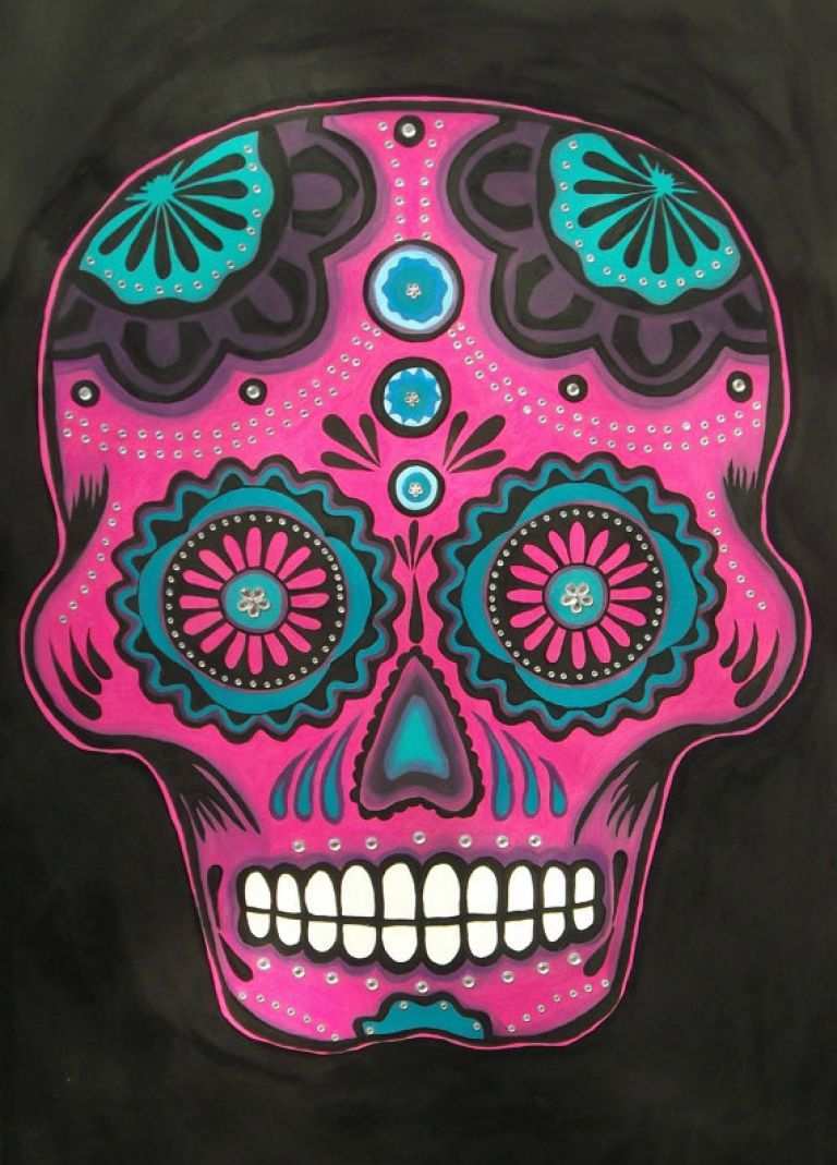 768x1069 Sugar Skull Paintings Canvas Inspirational Sugar Skull Original - Candy Skull Painting
