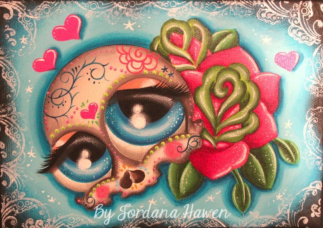 1094x774 Sugar Skull Painting. Sold - Candy Skull Painting
