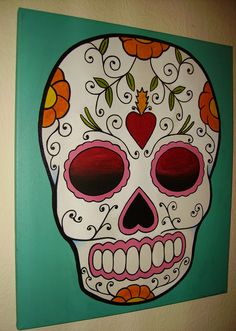 236x331 Sunny Yellow Sugar Skull Rustic Pallet Sign Sugar Skulls - Candy Skull Painting
