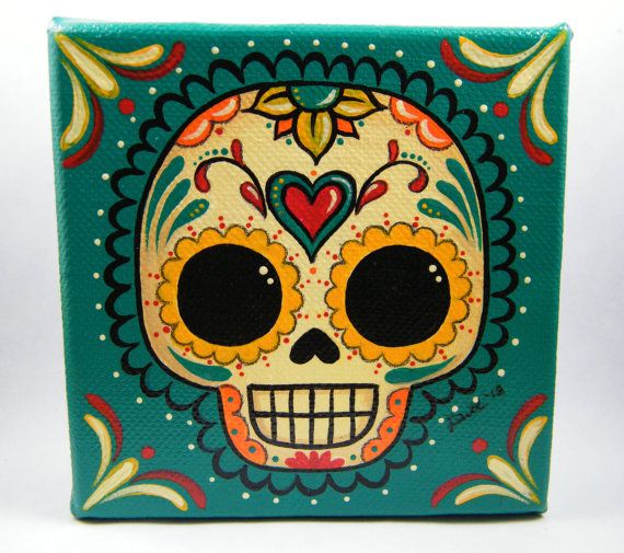 570x505 72 Best Day Of The Dead And Sugar Skulls Images - Candy Skull Painting