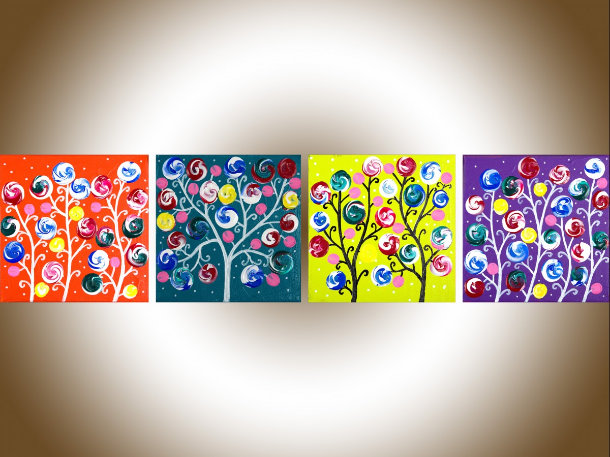 1200x900 Candy Land By Qiqigallery 24x6 Nursery Art Set Of 4 Colorful - Candyland Painting