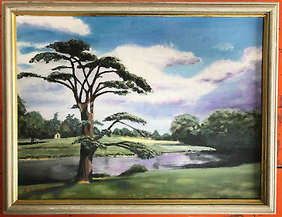 400x308 Original Signed Robert Du Cane Oil Painting On Canvas The Lake - Cane Painting