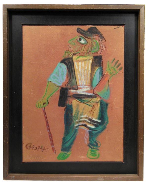 600x749 Original Painting Man With A Cane. By Gropper, William - Cane Painting