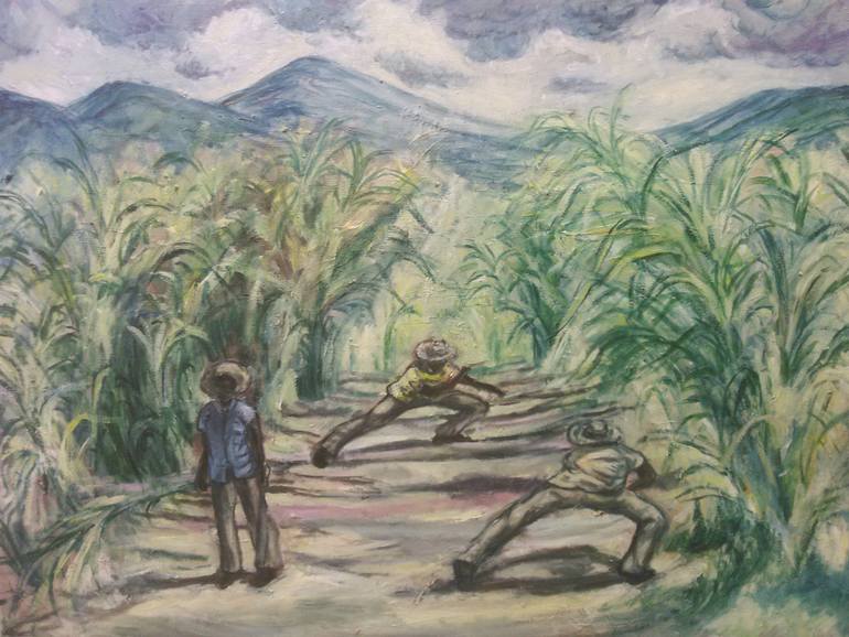 770x578 Saatchi Art Cutting Cane Painting By Vaughn Tucker - Cane Painting