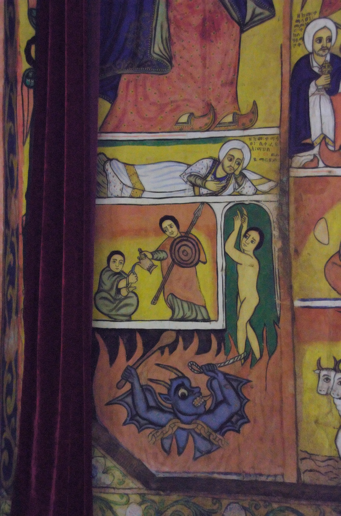 677x1024 Ethiopian Church Painting Here, We See Belai The Cannibal - Cannibal Painting