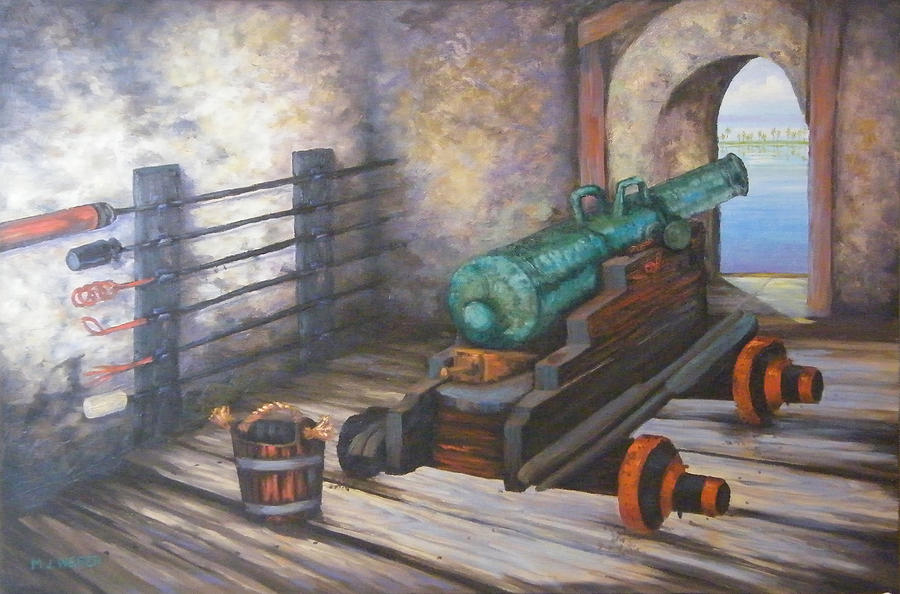 900x594 El Morro Cannon Painting By M J Weber - Cannon Painting