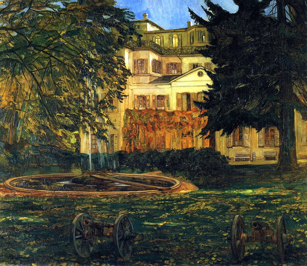 1080x936 Schloss Hemsbach With Fountain And Cannon Painting Wilhelm - Cannon Painting