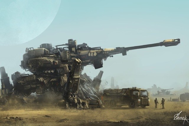 640x427 Technics Cannon Painting Art Weapon Gun Cloth Silk Art Wall Poster - Cannon Painting