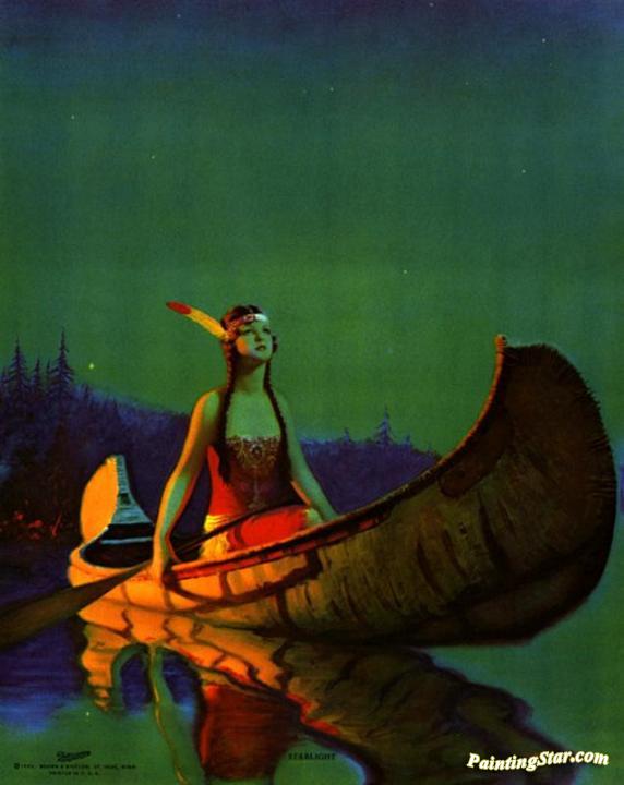 572x720 Indian Girl In A Canoe Artwork By Edward Mason Eggleston Oil - Canoe Painting