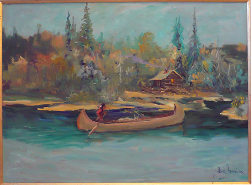 513x377 Kione Indian Canoe, An Oil Painting - Canoe Painting