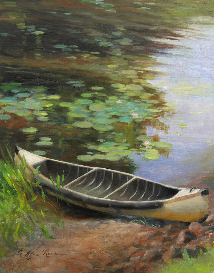 706x900 Old Canoe Painting By Anna Rose Bain - Canoe Painting