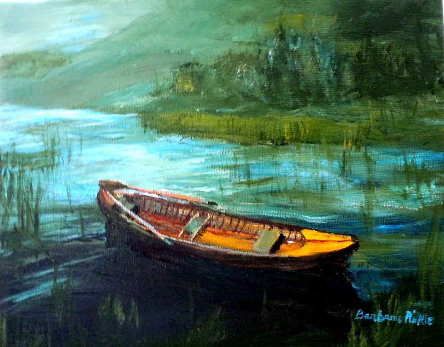 900x704 The Yellow Canoe Painting By Barbara Pirkle - Canoe Painting