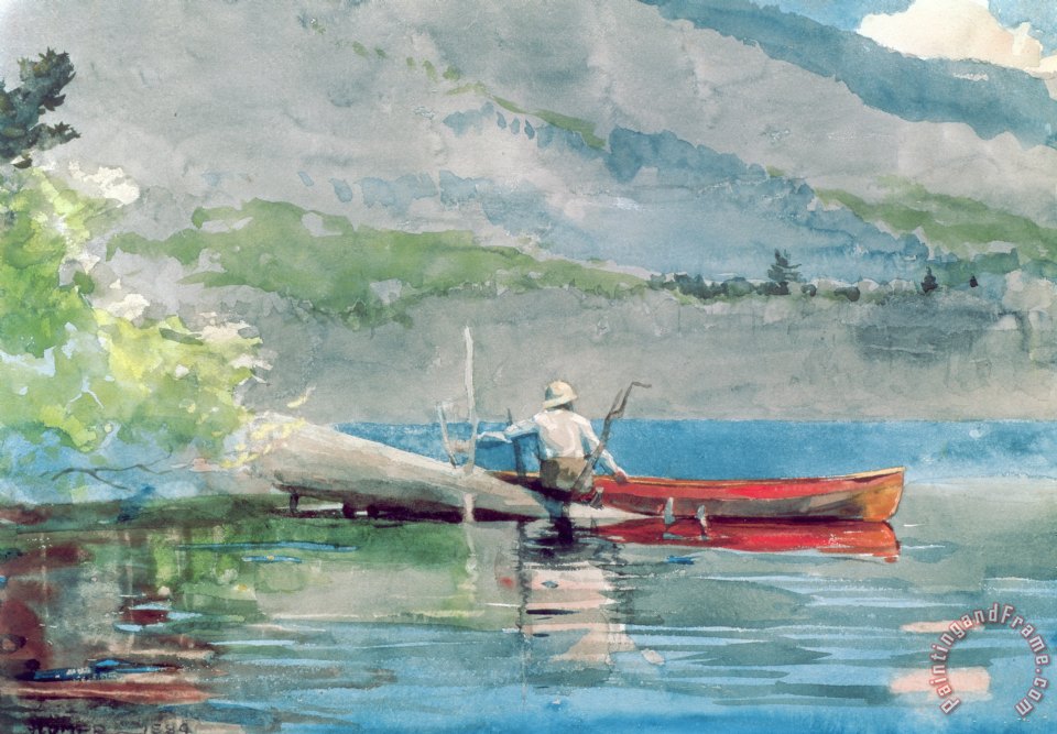 960x667 Winslow Homer The Red Canoe Painting - Canoe Painting