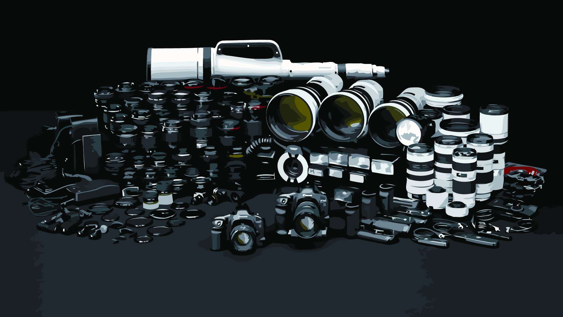 1920x1080 Painted Canon Gear Hd Wallpaper Fullhdwpp - Canon Painting