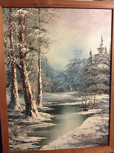 225x300 Oil Painting Listed Artist Winter Landscape Phillip Cantrell Snow - Cantrell Painting