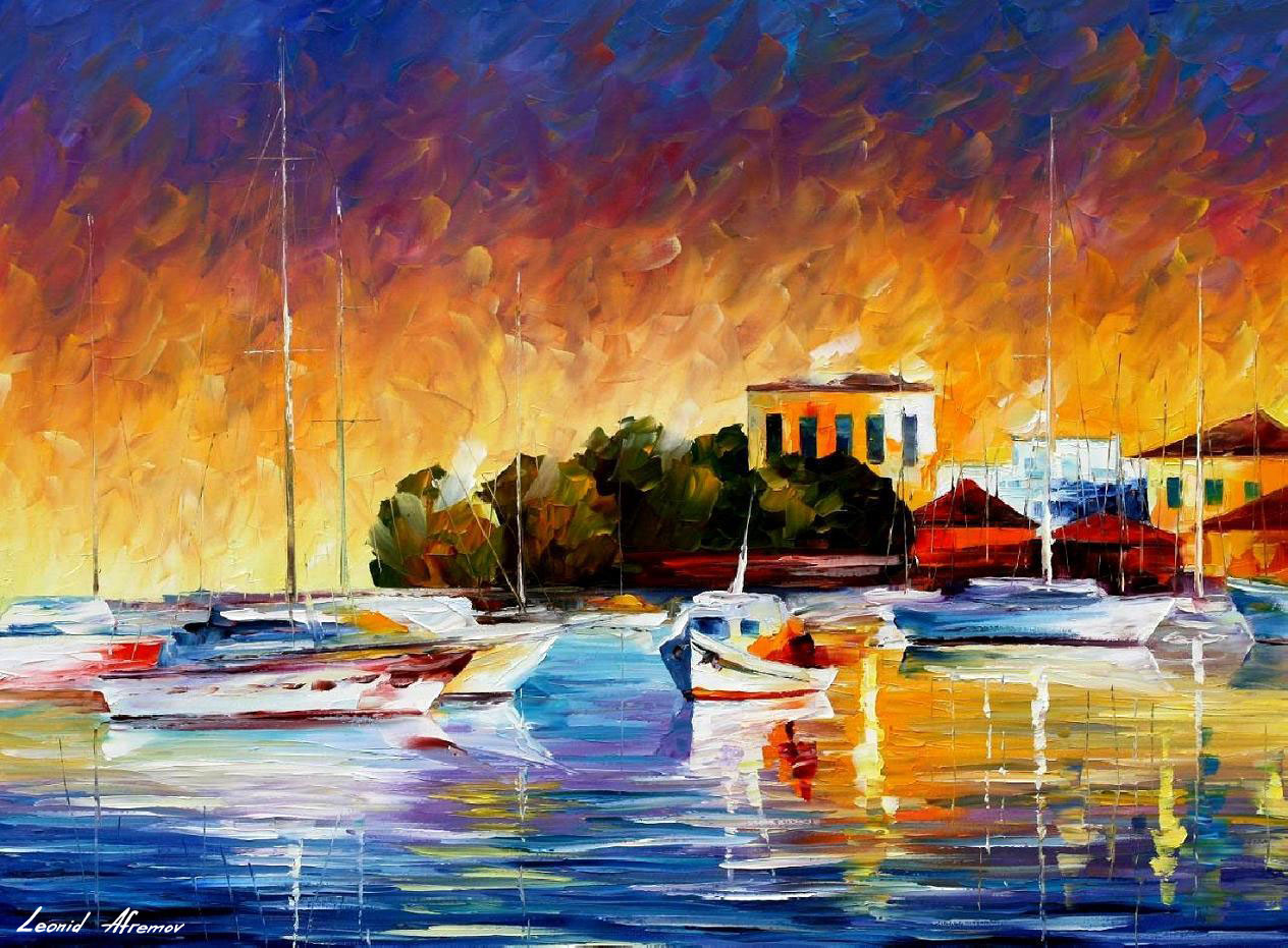 1264x931 Siesta Palette Knife Oil Painting On Canvas By Leonid Afremov - Canvas Oil Painting