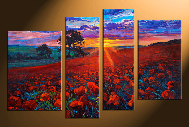 800x538 4 Piece Sunrise Scenery Colorful Group Canvas Oil Paintings - Canvas Oil Painting