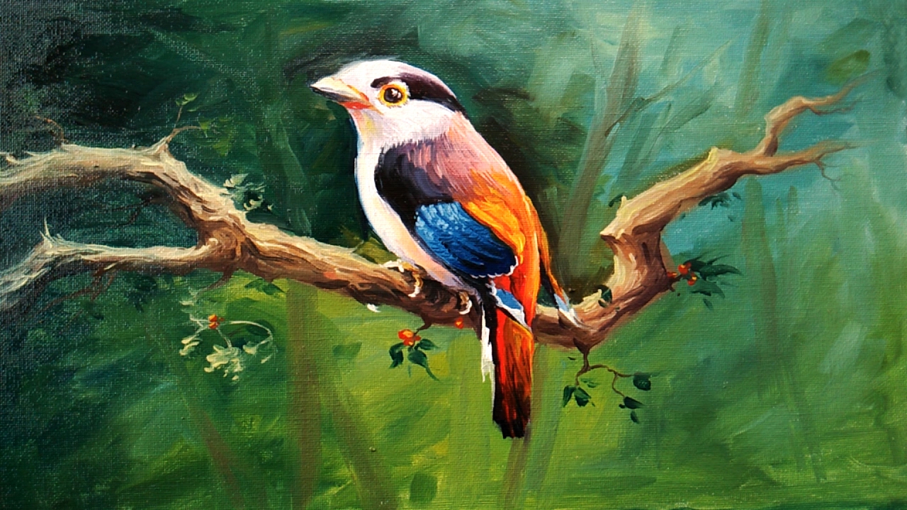 1280x720 A Bird Painting With Oil Colors On Canvas By Paintlane Oil - Canvas Oil Painting