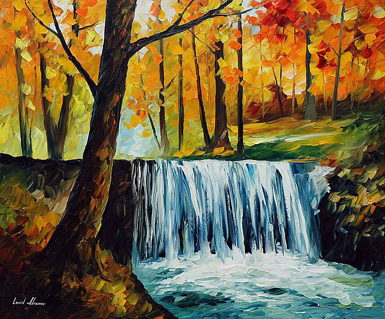 752x624 Waterfall Palette Knife Oil Painting On Canvas By Leonid Afremov - Canvas Painting