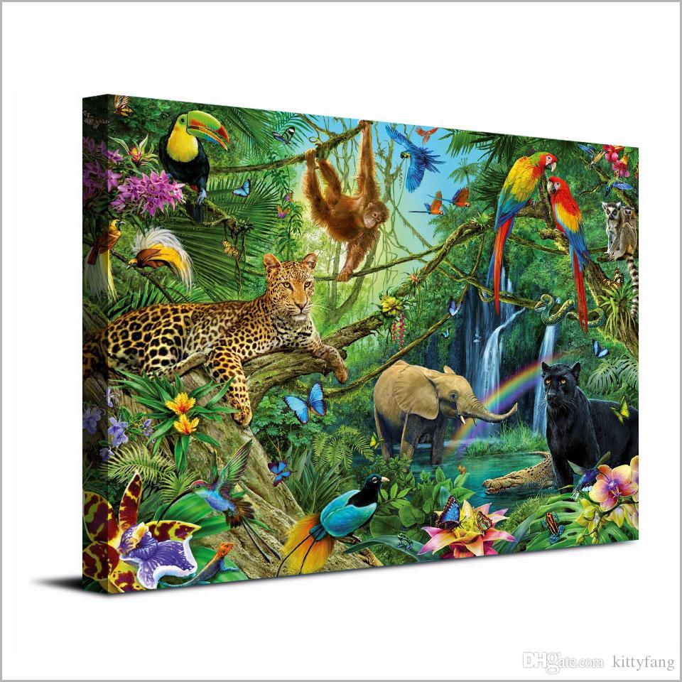 960x960 2018 Canvas Art Canvas Painting Animals Kingdom Jungle Hd Print - Canvas Painting Animals
