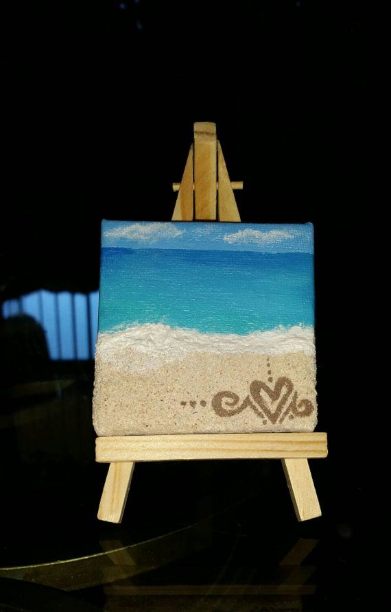 570x892 Mini Beach Scene Canvas Painting With By Thesofiacorinaseries - Canvas Painting Beach Scene