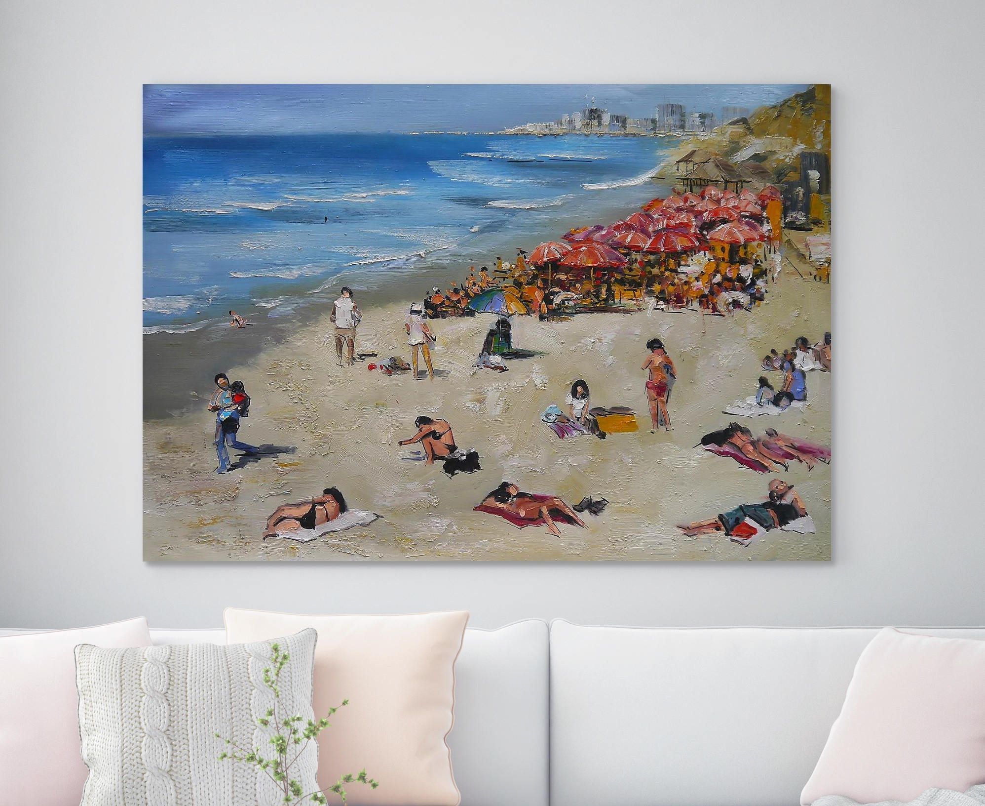 1996x1632 Original Beach Art Canvas Painting Beach Scene Sandy Beach Artwork - Canvas Painting Beach Scene