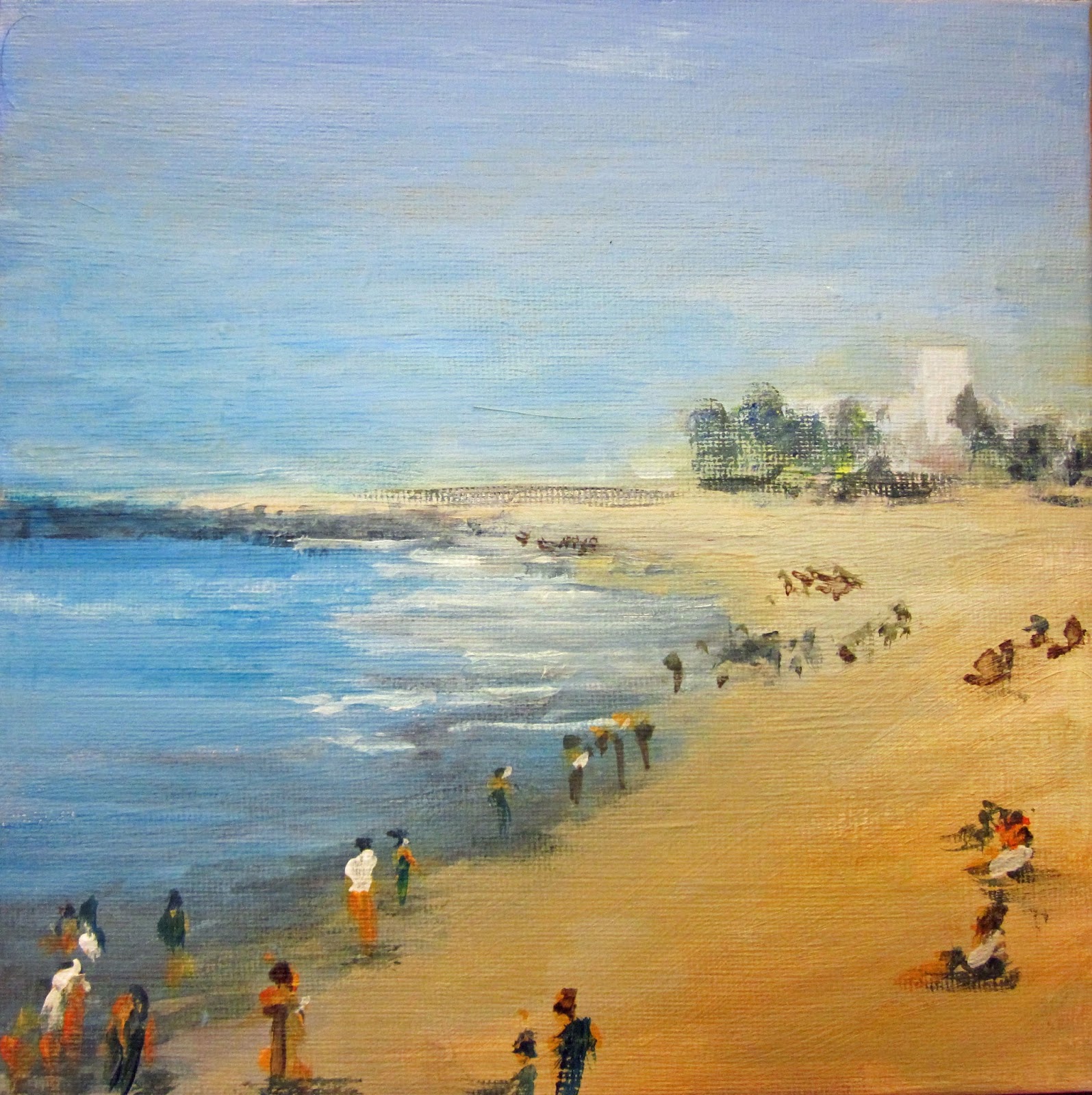 1595x1600 The Painting Life Paint A Beach Scene To Cool Off - Canvas Painting Beach Scene