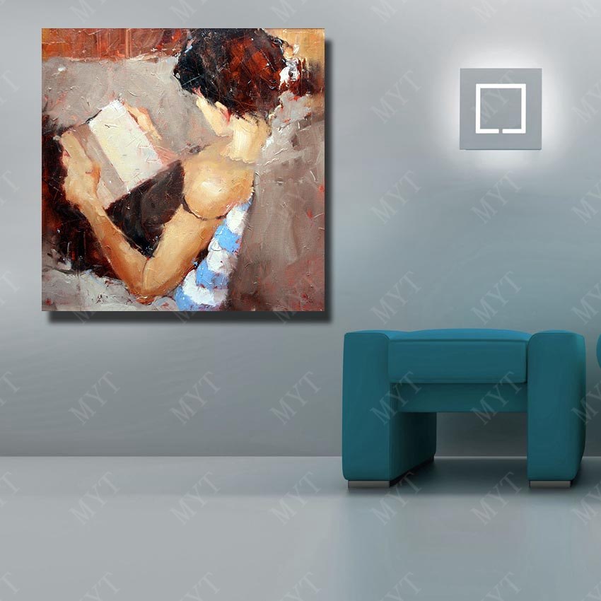 850x850 Large Canvas Paintings The Girl Reading Book Wall Art Home - Canvas Painting Book