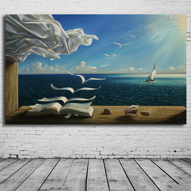 640x640 Canvas Painting The Waves Book Sailboat Poster Print Wall Art - Canvas Painting Book