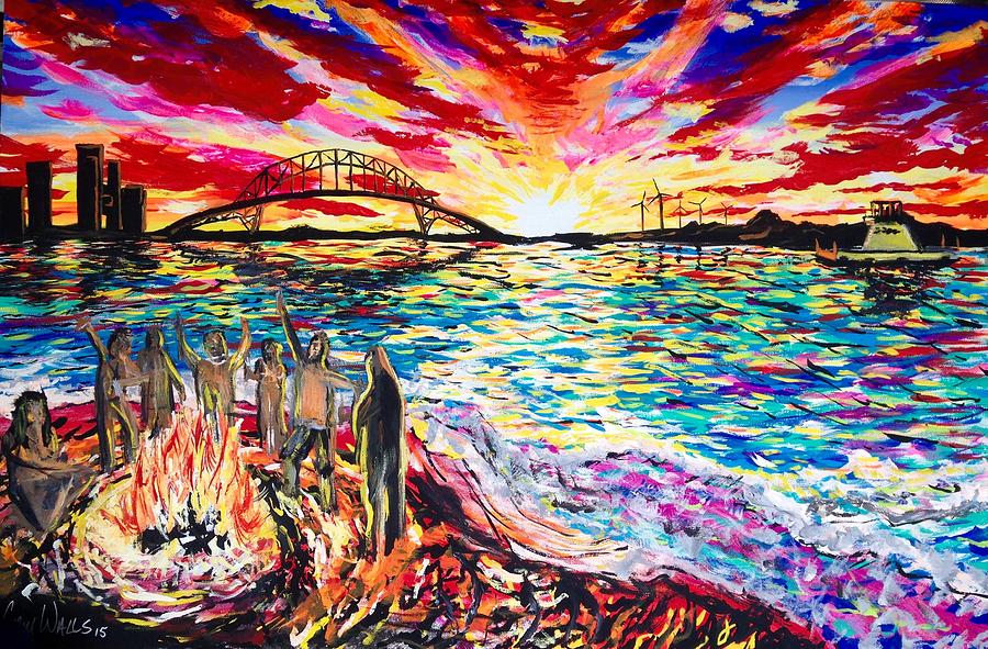 900x591 Corpus Christi Bay Painting By Cameron Walls - Canvas Painting Corpus Christi