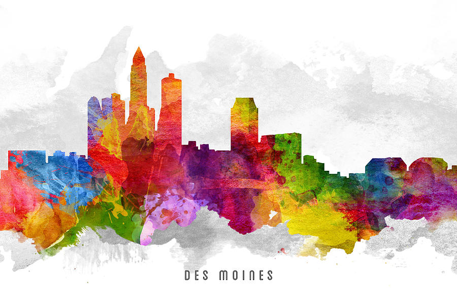 900x592 Des Moines Iowa Cityscape 13 Painting By Aged Pixel - Canvas Painting Des Moines