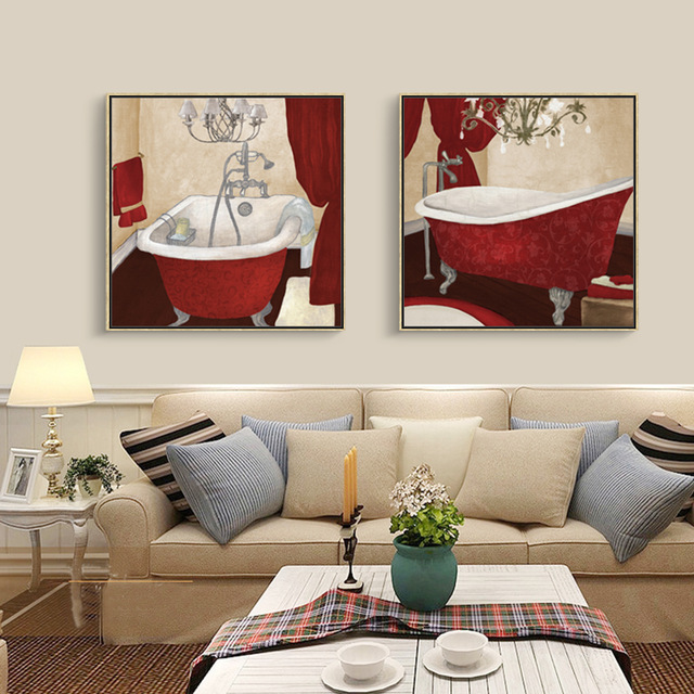 640x640 Modern Bath Canvas Painting Bathroom Picture Washing Set Oil Paint - Canvas Painting For Bathroom