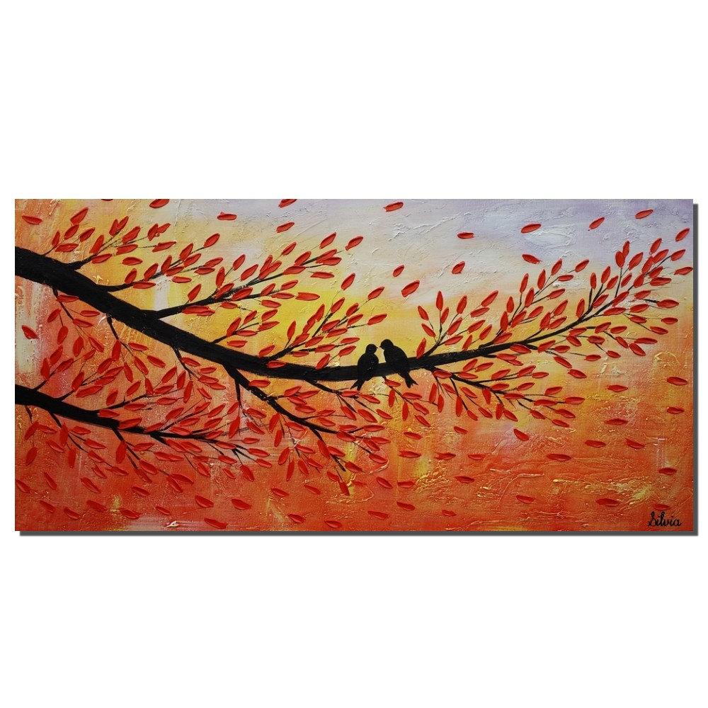 1000x1000 Canvas Painting, Love Birds Painting, Original Painting, Bedroom - Canvas Painting For Bedroom