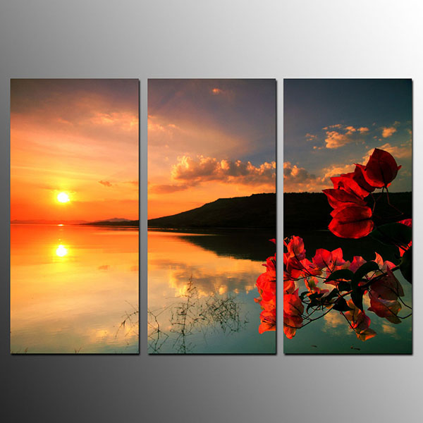 600x600 Framed Canvas Prints Sunset Flower Wall Art Canvas Painting - Canvas Painting For Bedroom