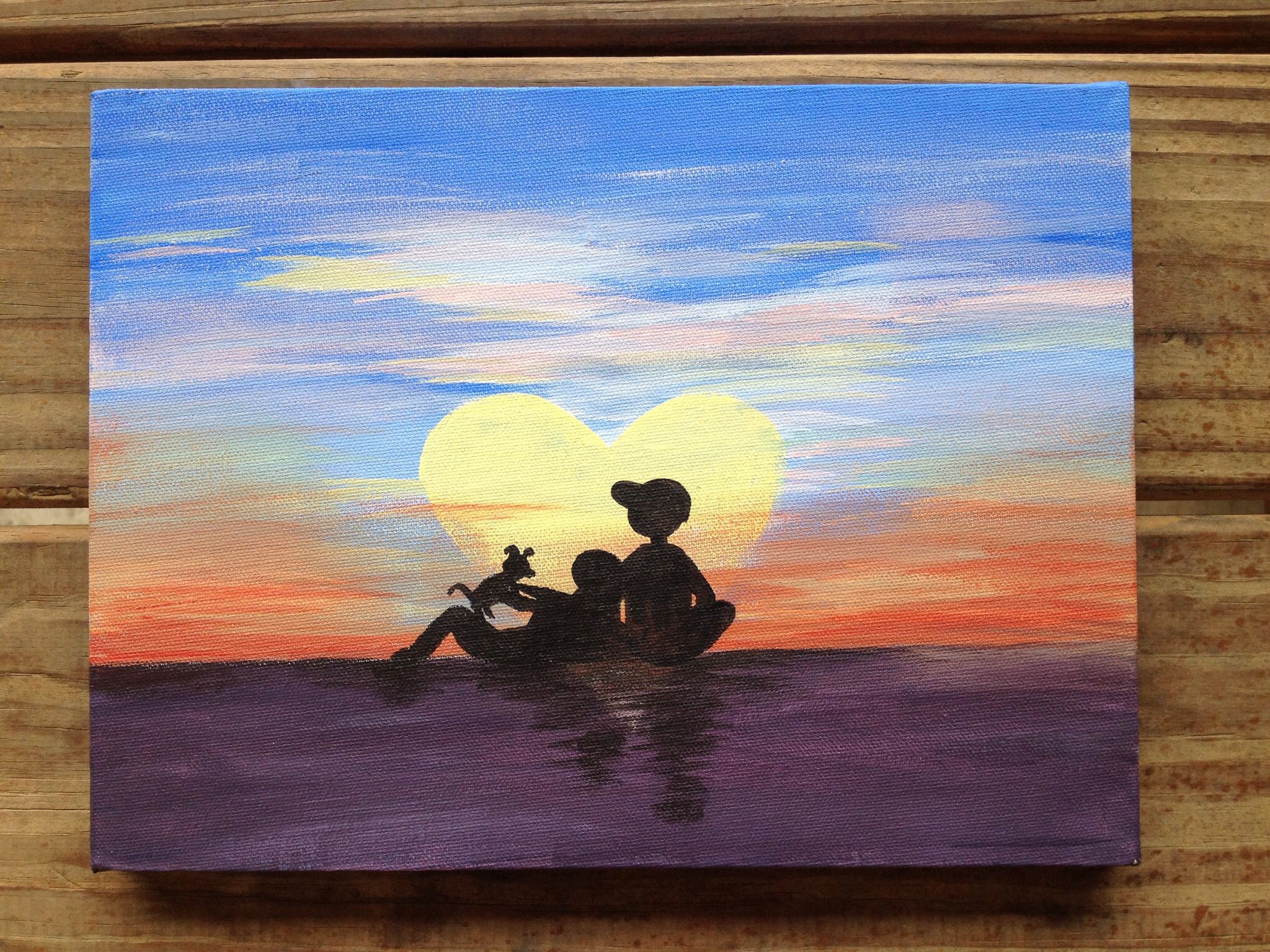 2048x1536 Acrylic Canvas Painting For The Boyfriend! Sunset, People, Dog - Canvas Painting For Boyfriend