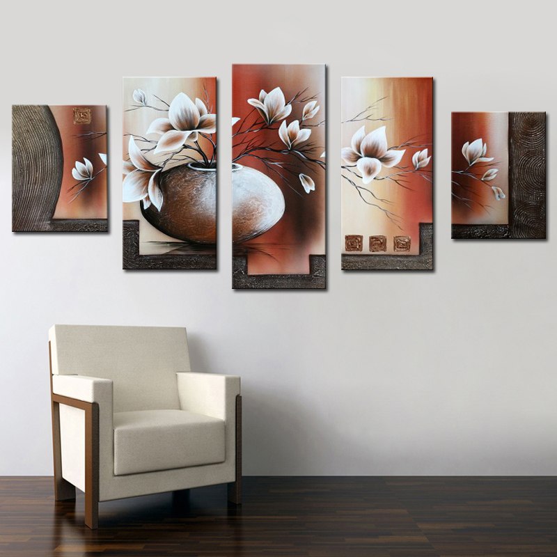800x800 5 Pieces Canvas Painting 100% Handmade Beautiful Flower Oil - Canvas Painting For Dining Room