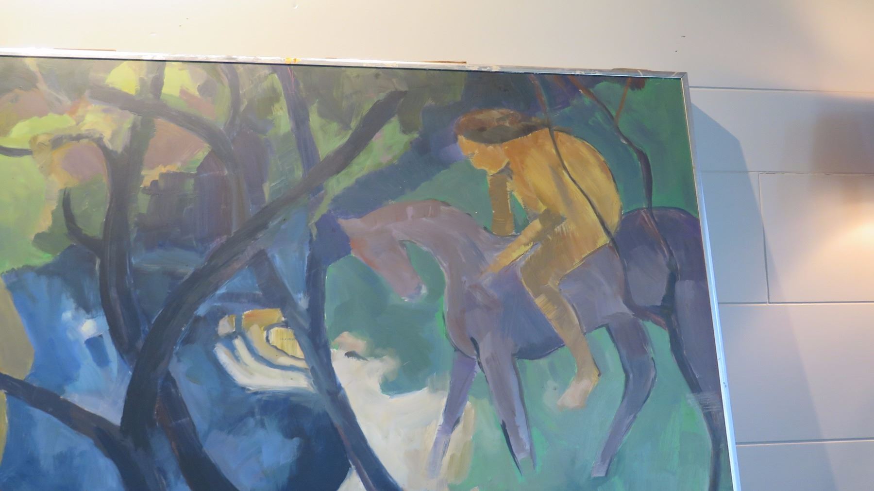 1800x1011 Framed Canvas Painting (2 Men Riding Horses) 60l X 96h - Canvas Painting For Men