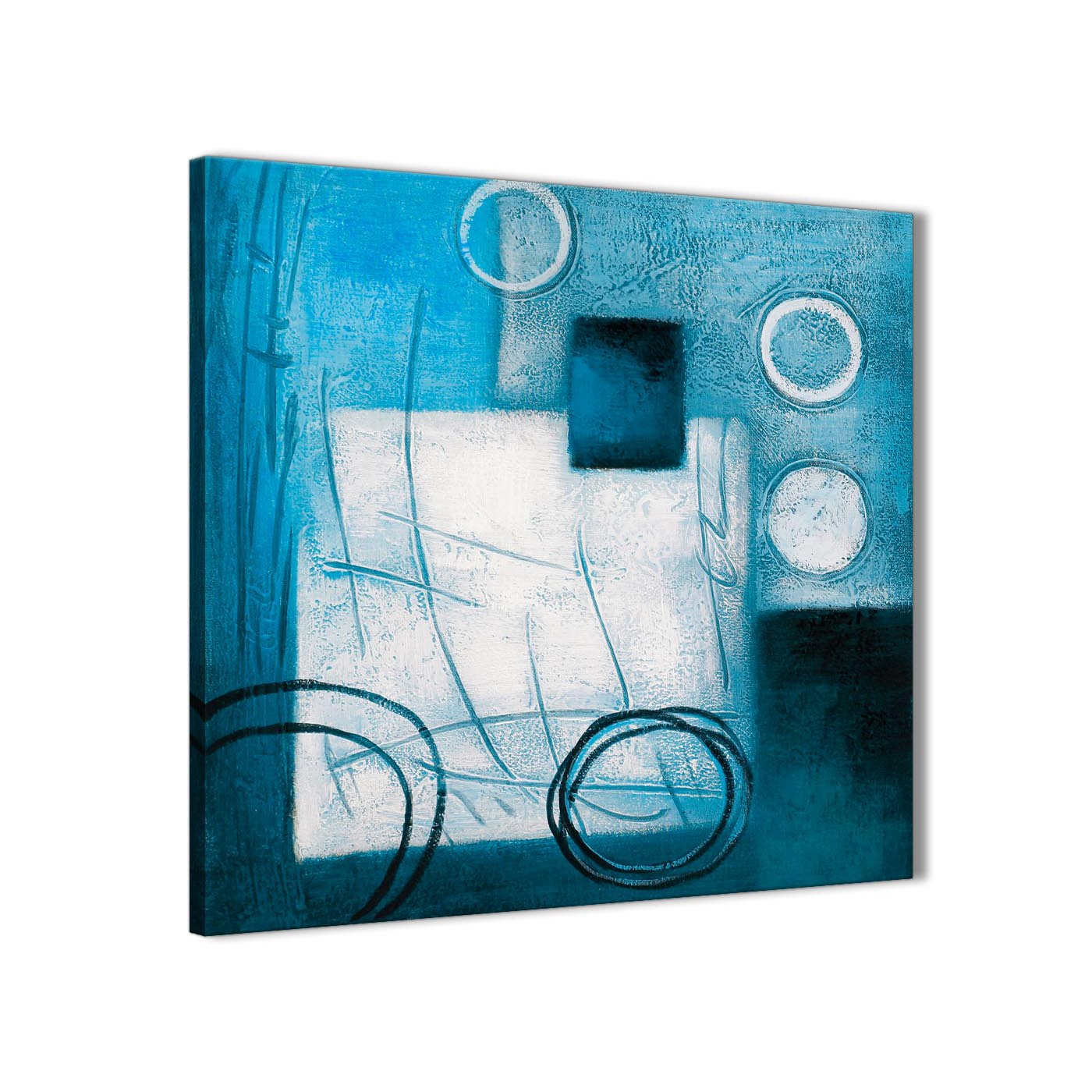 1400x1400 Teal White Painting Kitchen Canvas Pictures Accessories - Canvas Painting In Bathroom