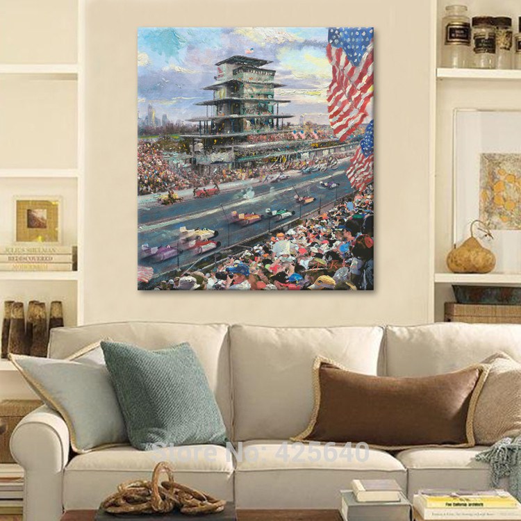 750x750 Thomas Kinkade Oil Paintings Indianapolis Motor Speedwar - Canvas Painting Indianapolis