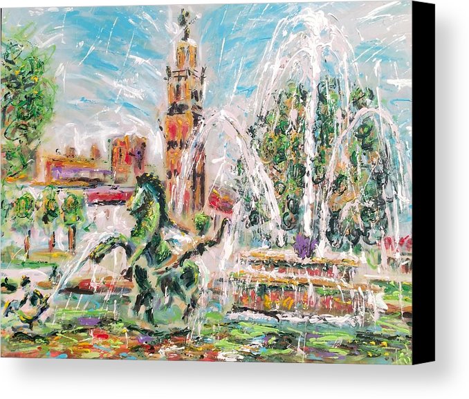678x577 Kansas City Jc Nichols Fountain Canvas Print Canvas Art By Jim - Canvas Painting Kansas City