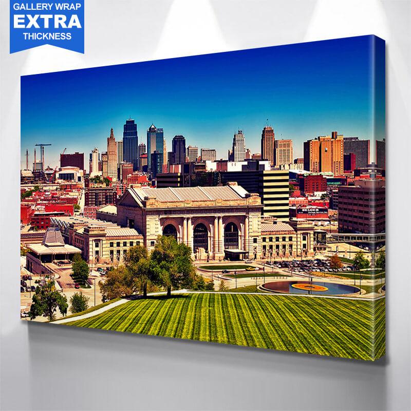 800x800 Painting Kansas City Skyline Wall Art - Canvas Painting Kansas City
